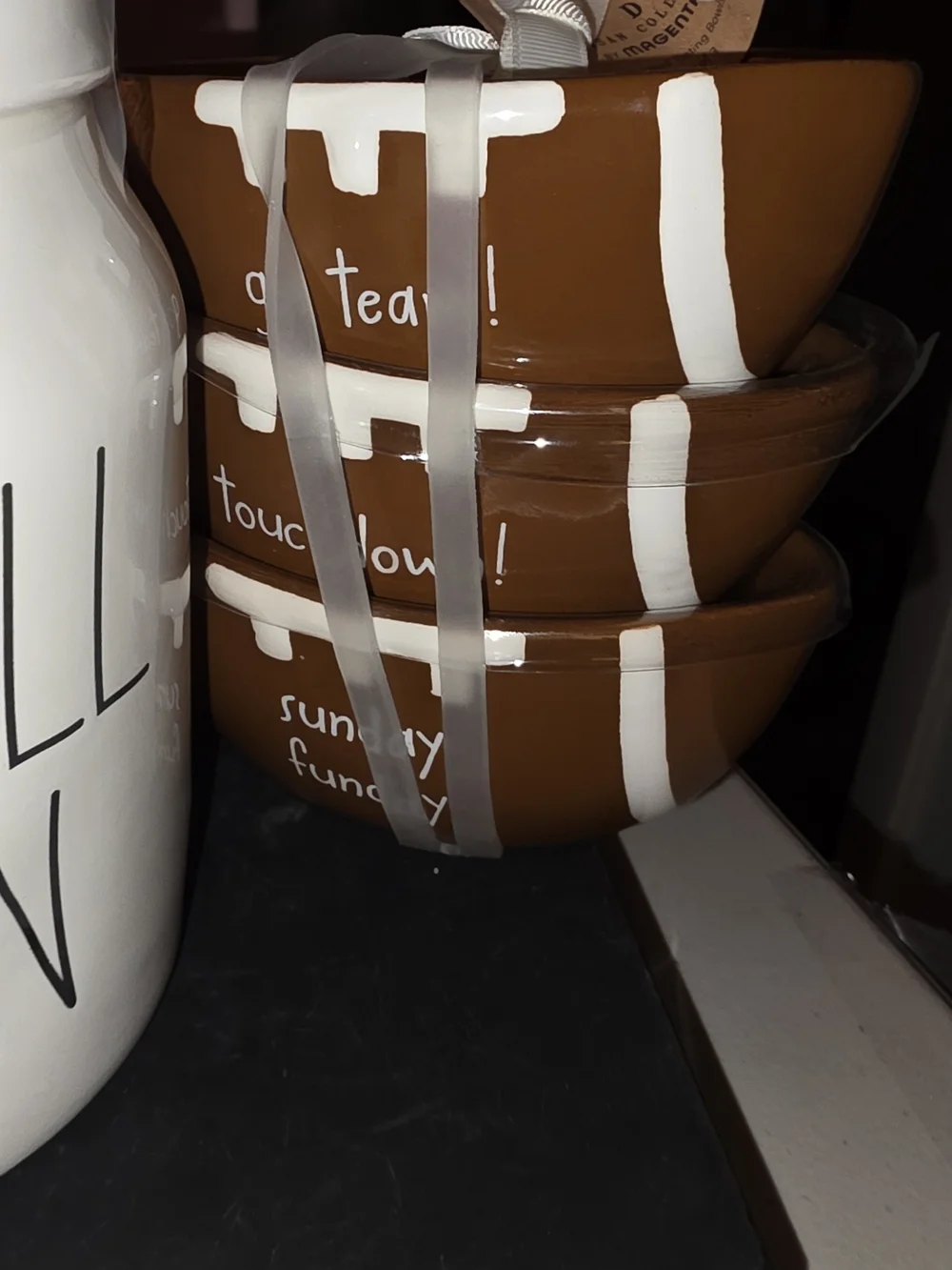 Rae Dunn Football Season Ceramic Mug & Canister Set - White and Brown